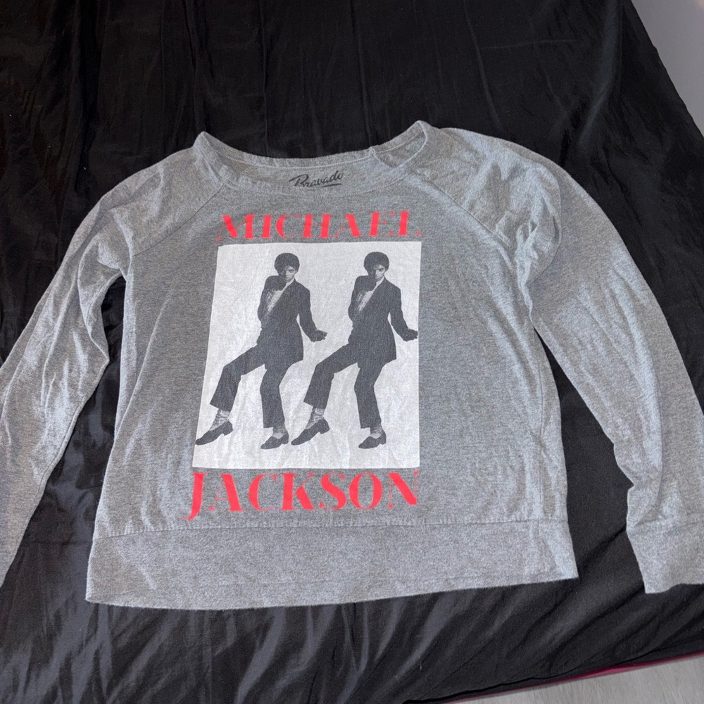 Bravado Gray Michael Jackson Crew Neck Sweater